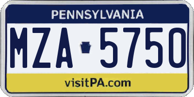 PA license plate MZA5750