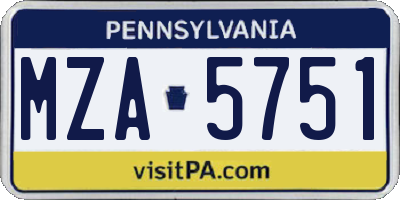 PA license plate MZA5751