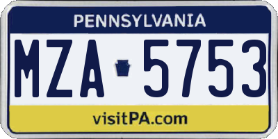 PA license plate MZA5753