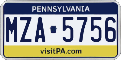 PA license plate MZA5756