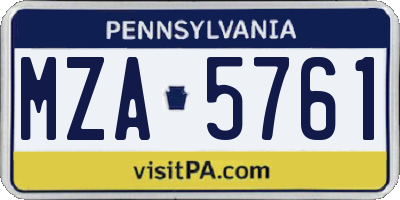 PA license plate MZA5761