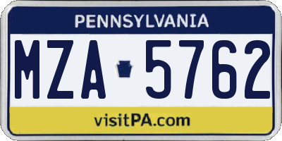 PA license plate MZA5762