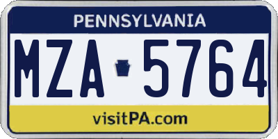 PA license plate MZA5764
