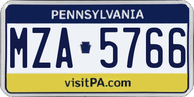 PA license plate MZA5766