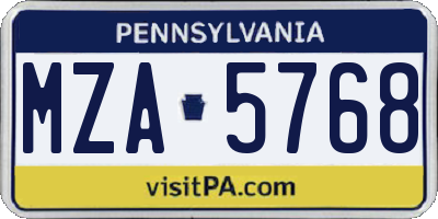 PA license plate MZA5768