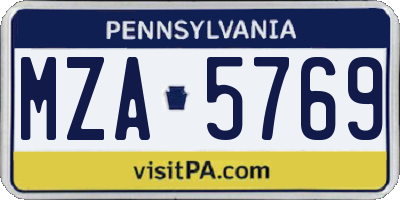 PA license plate MZA5769