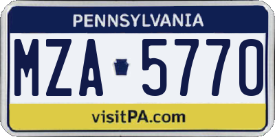 PA license plate MZA5770