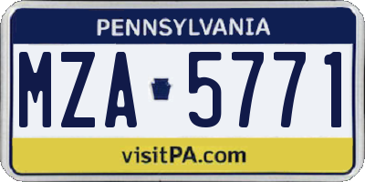 PA license plate MZA5771