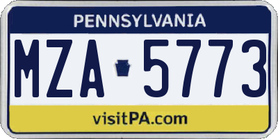 PA license plate MZA5773