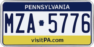 PA license plate MZA5776