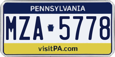 PA license plate MZA5778
