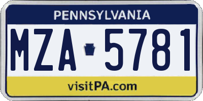PA license plate MZA5781