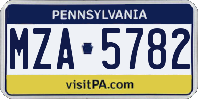 PA license plate MZA5782