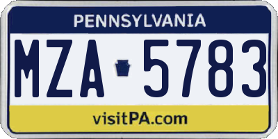 PA license plate MZA5783
