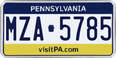 PA license plate MZA5785