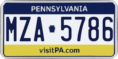 PA license plate MZA5786