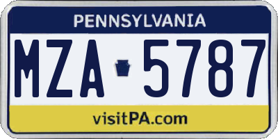 PA license plate MZA5787
