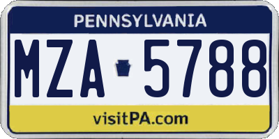 PA license plate MZA5788
