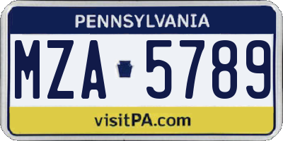PA license plate MZA5789