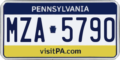 PA license plate MZA5790