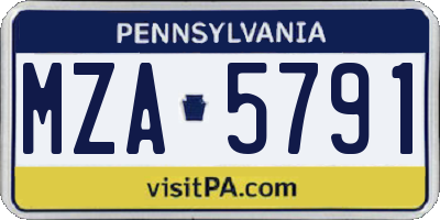 PA license plate MZA5791