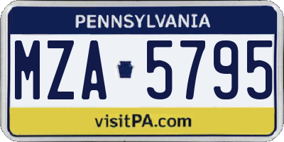 PA license plate MZA5795