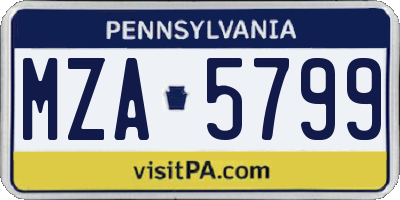 PA license plate MZA5799