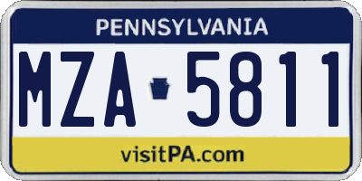 PA license plate MZA5811
