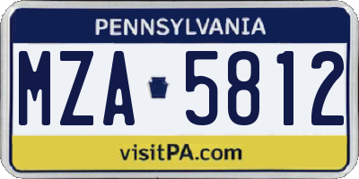 PA license plate MZA5812