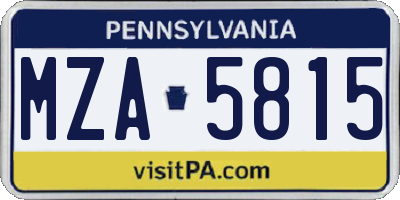 PA license plate MZA5815