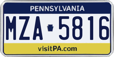 PA license plate MZA5816