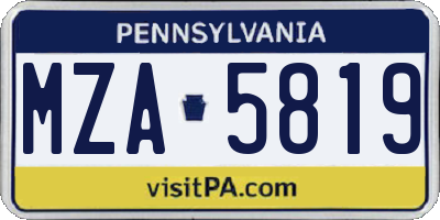 PA license plate MZA5819