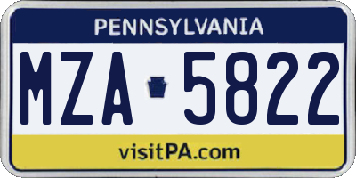 PA license plate MZA5822
