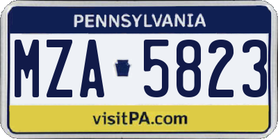 PA license plate MZA5823