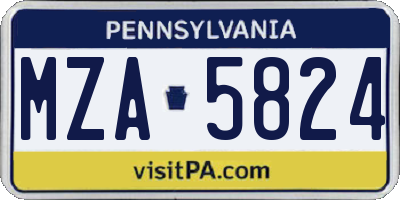 PA license plate MZA5824