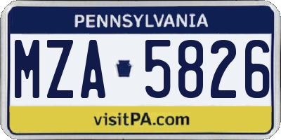 PA license plate MZA5826