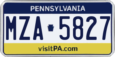 PA license plate MZA5827