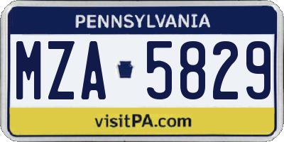 PA license plate MZA5829
