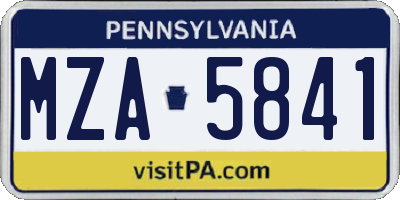 PA license plate MZA5841