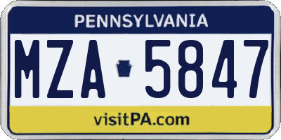 PA license plate MZA5847