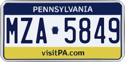 PA license plate MZA5849