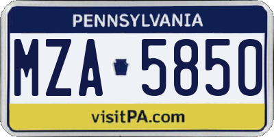 PA license plate MZA5850