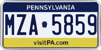 PA license plate MZA5859
