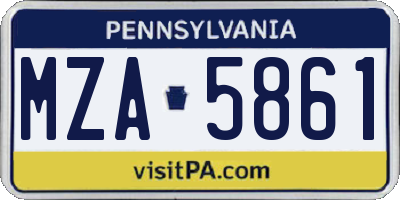 PA license plate MZA5861