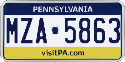 PA license plate MZA5863