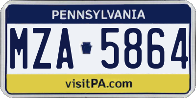 PA license plate MZA5864