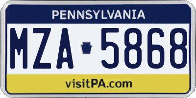 PA license plate MZA5868