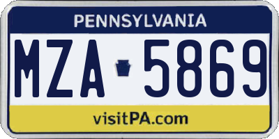 PA license plate MZA5869