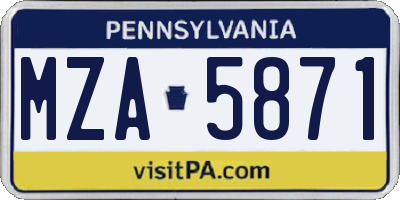 PA license plate MZA5871