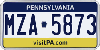 PA license plate MZA5873
